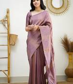 faux Kanjivaram banarasi jacquard silk blend saree with unstiched blouse piece