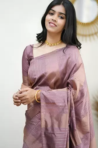 faux Kanjivaram banarasi jacquard silk blend saree with unstiched blouse piece