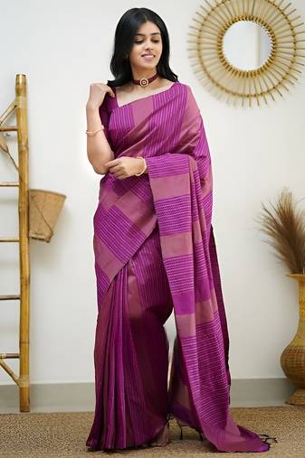 faux Kanjivaram banarasi jacquard silk blend saree with unstiched blouse piece