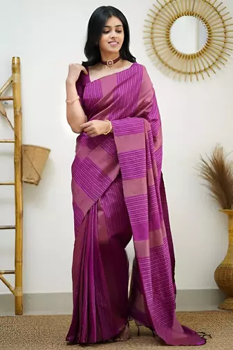 faux Kanjivaram banarasi jacquard silk blend saree with unstiched blouse piece