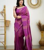 faux Kanjivaram banarasi jacquard silk blend saree with unstiched blouse piece