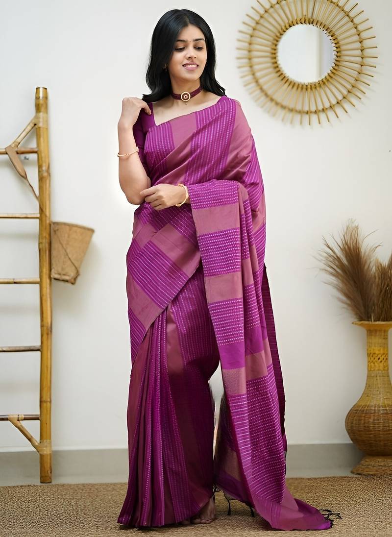 faux Kanjivaram banarasi jacquard silk blend saree with unstiched blouse piece