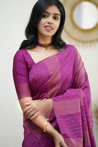 faux Kanjivaram banarasi jacquard silk blend saree with unstiched blouse piece