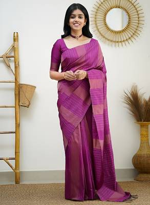 faux Kanjivaram banarasi jacquard silk blend saree with unstiched blouse piece 3
