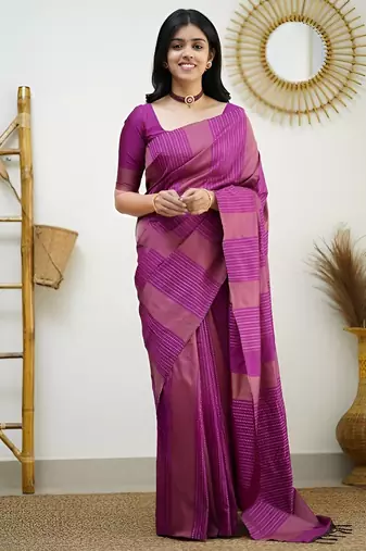 faux Kanjivaram banarasi jacquard silk blend saree with unstiched blouse piece