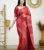 faux Kanjivaram banarasi jacquard silk blend saree with unstiched blouse piece