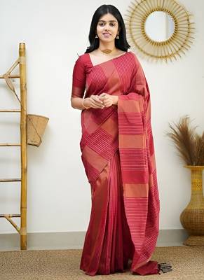 faux Kanjivaram banarasi jacquard silk blend saree with unstiched blouse piece 4
