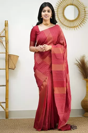 faux Kanjivaram banarasi jacquard silk blend saree with unstiched blouse piece