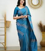 faux Kanjivaram banarasi jacquard silk blend saree with unstiched blouse piece