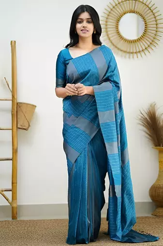 faux Kanjivaram banarasi jacquard silk blend saree with unstiched blouse piece