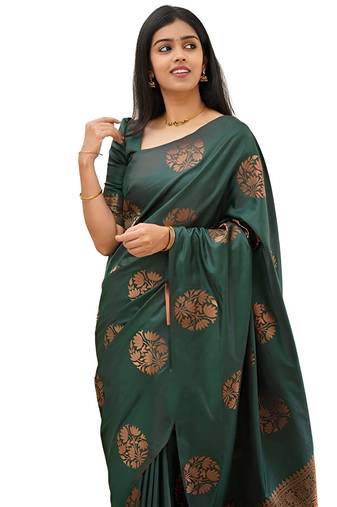 faux Kanjivaram banarasi jacquard silk blend saree with unstiched blouse piece