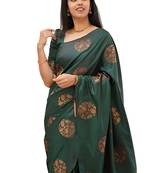 faux Kanjivaram banarasi jacquard silk blend saree with unstiched blouse piece