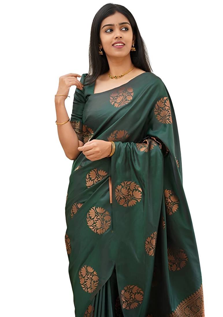 faux Kanjivaram banarasi jacquard silk blend saree with unstiched blouse piece