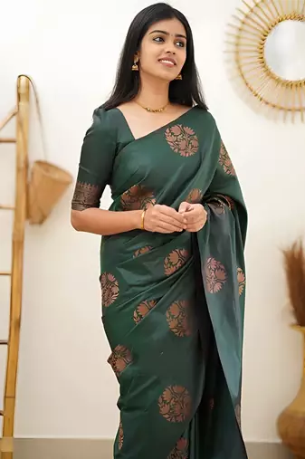 faux Kanjivaram banarasi jacquard silk blend saree with unstiched blouse piece