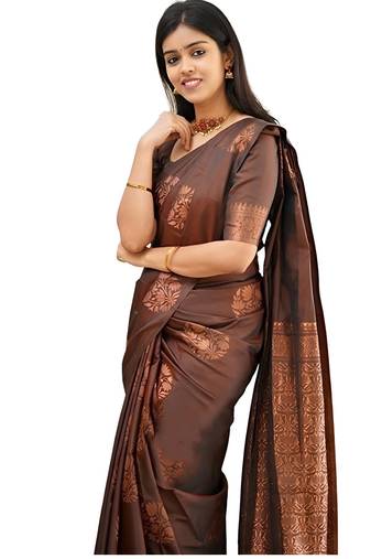 faux Kanjivaram banarasi jacquard silk blend saree with unstiched blouse piece
