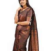 faux Kanjivaram banarasi jacquard silk blend saree with unstiched blouse piece