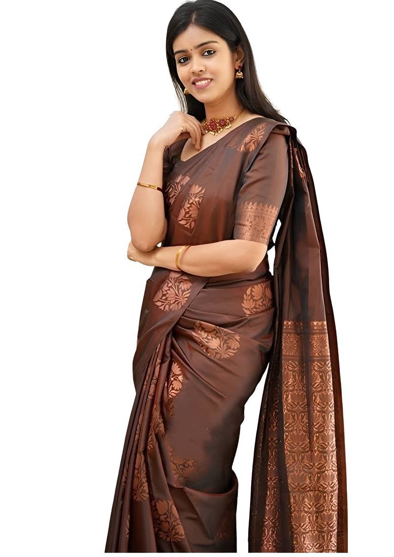 faux Kanjivaram banarasi jacquard silk blend saree with unstiched blouse piece