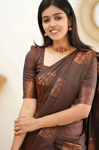 faux Kanjivaram banarasi jacquard silk blend saree with unstiched blouse piece