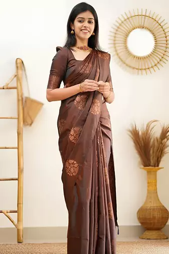 faux Kanjivaram banarasi jacquard silk blend saree with unstiched blouse piece
