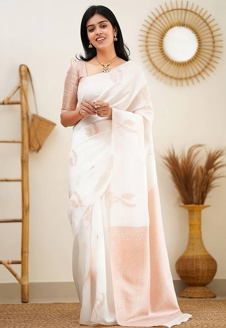faux Kanjivaram banarasi jacquard silk blend saree with unstiched blouse piece