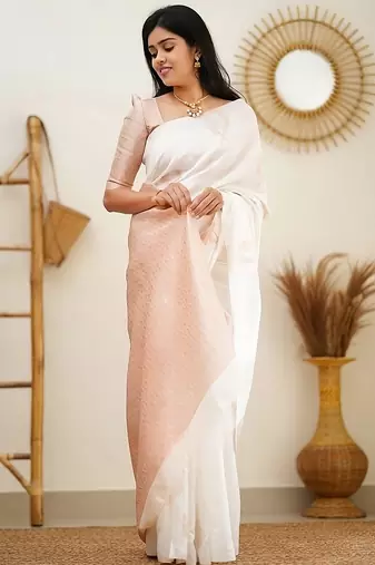 faux Kanjivaram banarasi jacquard silk blend saree with unstiched blouse piece