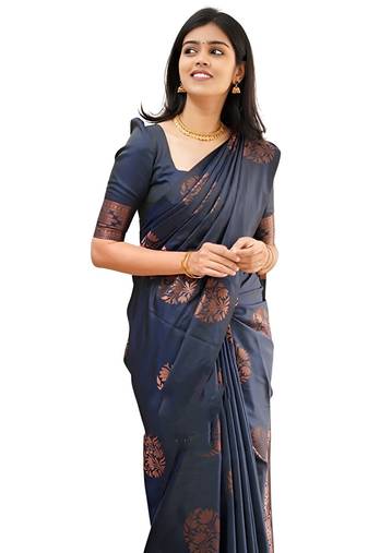 faux Kanjivaram banarasi jacquard silk blend saree with unstiched blouse piece