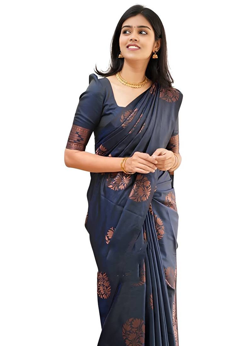 faux Kanjivaram banarasi jacquard silk blend saree with unstiched blouse piece