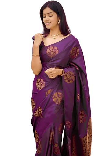 faux Kanjivaram banarasi jacquard silk blend saree with unstiched blouse piece