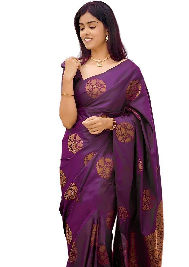 faux Kanjivaram banarasi jacquard silk blend saree with unstiched blouse piece