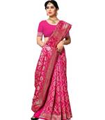 faux Kanjivaram banarasi jacquard silk blend saree with unstiched blouse piece