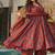 Women's rust red printed pure muslin anarkali kurta set with palazzo and dupatta