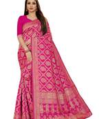 faux Kanjivaram banarasi jacquard silk blend saree with unstiched blouse piece