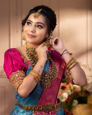faux Kanjivaram banarasi jacquard silk blend saree with unstiched blouse piece 3