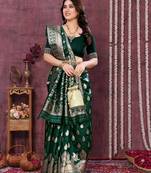 faux Kanjivaram banarasi jacquard silk blend saree with unstiched blouse piece