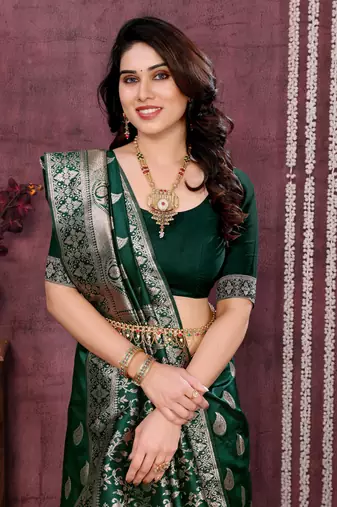 faux Kanjivaram banarasi jacquard silk blend saree with unstiched blouse piece