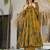 Festive wear mustard yellow & green ethnic printed muslin kurta palazzo set for women