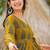 Festive wear mustard yellow & green ethnic printed muslin kurta palazzo set for women
