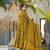 Festive wear mustard yellow & green ethnic printed muslin kurta palazzo set for women