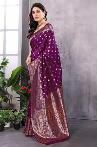 faux Kanjivaram banarasi jacquard silk blend saree with unstiched blouse piece