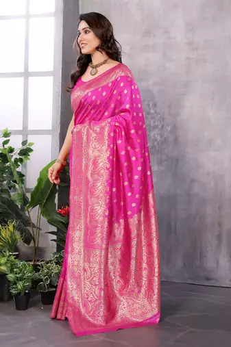 faux Kanjivaram banarasi jacquard silk blend saree with unstiched blouse piece