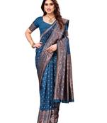faux Kanjivaram banarasi jacquard silk blend saree with unstiched blouse piece