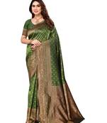 faux Kanjivaram banarasi jacquard silk blend saree with unstiched blouse piece