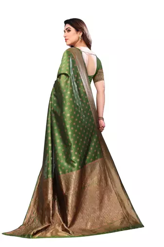 faux Kanjivaram banarasi jacquard silk blend saree with unstiched blouse piece