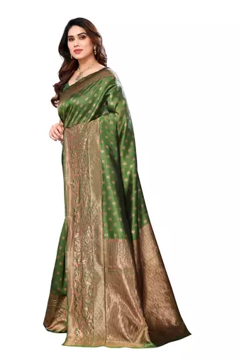 faux Kanjivaram banarasi jacquard silk blend saree with unstiched blouse piece