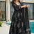 Festive wear black ethnic print mal cotton kurta palazzo set for women