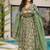 Women's cream & green floral printed mul cotton anarkali kurta set with palazzo and dupatta