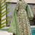Women's cream & green floral printed mul cotton anarkali kurta set with palazzo and dupatta