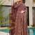 Elegant brown floral printed mul cotton anarkali suit set with matching dupatta