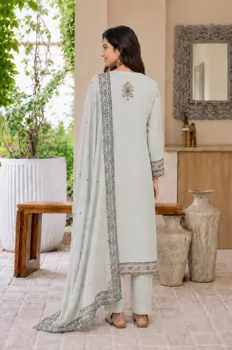 Crtx grey jaquard pure cotton kurti with dupatta and pant