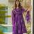 Women's violet designer printed mul cotton anarkali kurta set with dupatta